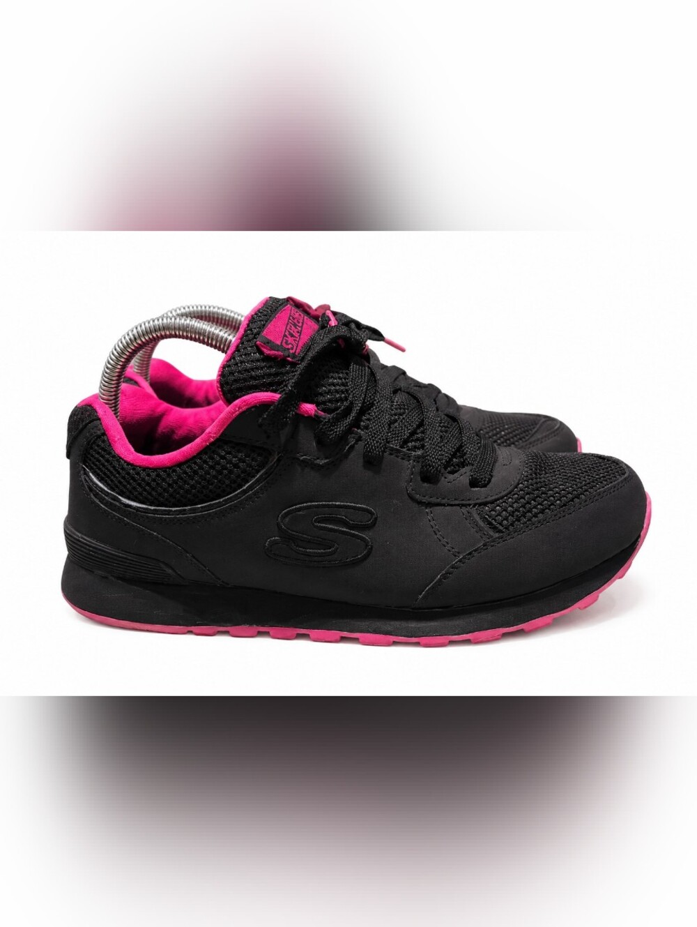 Skechers Women's Size 9 Black Pink Memory Foam Lace Up Walking Running Shoes